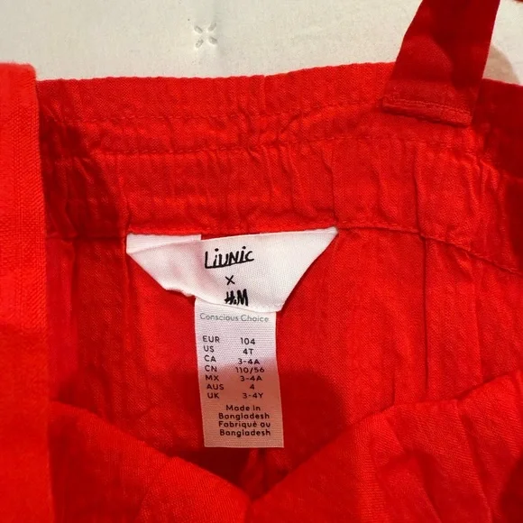 H&M Liunic Collab Girl’s Red Top and Skirt Size 4T - Picture 5 of 7